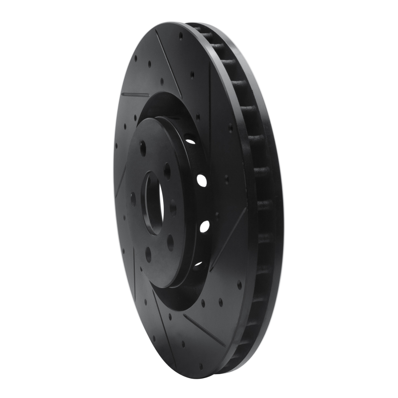 Cadillac CTS Brake Rotor (1) - Front Right - R1 Concepts - Drilled & Slotted - Black - `09-`15